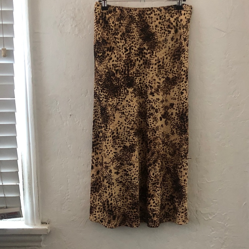 Satin Animal Print midi skirt